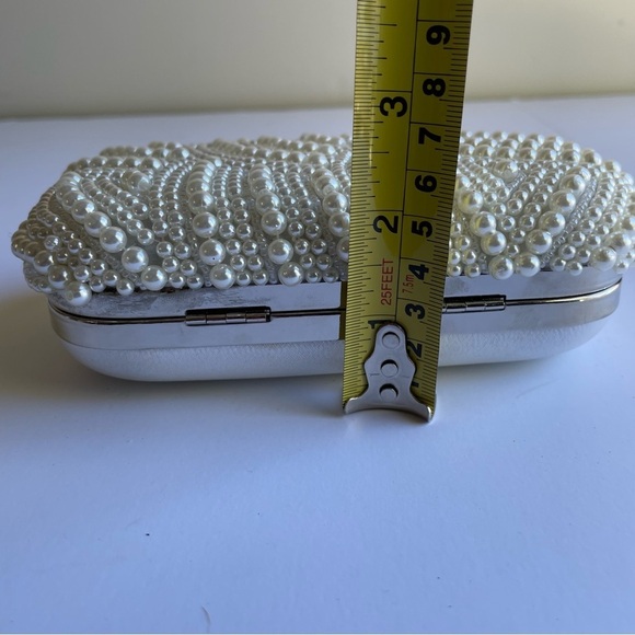 Vintage Pearl Purse White Shoulder Bag Elegant Wedding Prom Formal Handbag Small - Picture 12 of 12